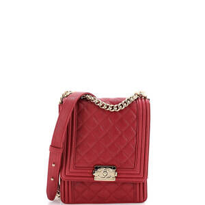 Chanel Small North South Boy Flap Bag Quilted Caviar